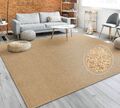 Teppich Für Wohnzimmer Einfarbig  Kurzflor Schlicht Und Modern Gold Beige