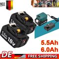 2x18V 6000mAH Akku Für Makita BL1850 BL1830 LXT BL1860B Led Anzeige+Ladegerät DE