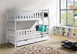 Kinderbett Etagenbett Hochbett Kinder Bett Holz 2 Betten Stockbett 90x200 Weiß