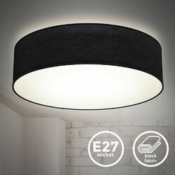 Deckenleuchte Stoff Textilschirm Wohnzimmer Deckenlampe Schlafzimmer E27 38cm