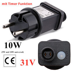31V DC 10W Trafo Stecker mit Timer Funktion LED Lichterkette Beleuchtung IP44