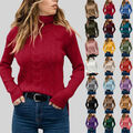 Pullover Damen Rollkragen Wolle Pulli Sweater Strickpullover Langarm Sweatshirt