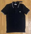 Herren Baumwolle Pikee-Poloshirt Stone Island mit Kompass-Patch Slimfit Schwarz