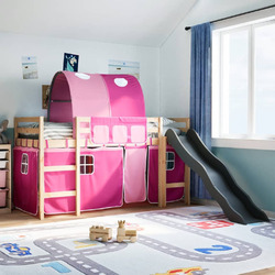 Kinderbett Hochbett Spielbett mit Tunnel Lattenrost Massivholz Kiefer