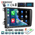 9" Autoradio DAB+ Carplay Android 13 4+64G GPS Navi Für VW GOLF 5 6 Touran Caddy