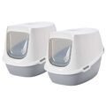 2er Sparpack XXL Katzentoilette Katzenklo Robin Jumbo weiss-grau 66x47,5x46,5cm