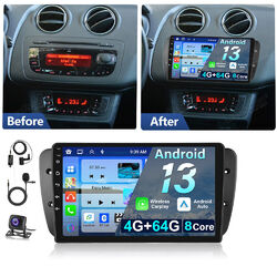 4G+64G Android 13 DAB+ Autoradio Carplay Für Seat Ibiza 6j 2009-2013 GPS Nav DSP