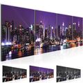 Bilder Set Modern New York City Wandbilder Wohnzimmer XXL Bild 160x50 cm