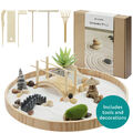 Mini Zen Garten Kit - Miniatur Sand Garten mit Zubehör - Deko Zengartenset