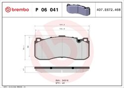 Bremsbelagsatz Scheibenbremse PRIME LINE BREMBO P 06 041 für BMW MINI E88 E92