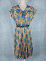 Vintage Kleid LE-GO Gr. 46 (M/38/S/36) mehrfarbig midi retro Plissee kariert alt