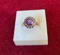 Amethyst Ring aus Sterling Silber 925 mit Zirkonien, Rotgold beschichtet, Gr. 52