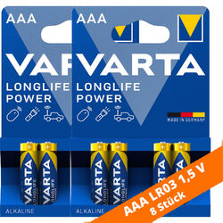 8 x Varta Longlife Power Batterien AAA Micro LR03 4903 1,5V ex High Energy LR3