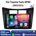 6+128G Android 13 Autoradio GPS LTE WIFI CarPlay Für Toyota Yaris XP90 2005-2012