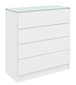 Kommode 4 Schubladen Glas Sideboard Schubkastenschrank Weiß Hochglanz VAASA