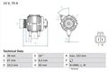 BOSCH Generator 14V Für VAUXHALL OPEL Astra Cc Mk IV Astravan Combo 0986043101