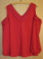 SEXY CREATION L MARKEN TUNIKA/BLUSE/LONGSHIRT SPITZE ZIERPERLEN CUT-OUTS ROT 40