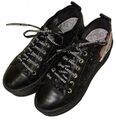 Moschino Plateau Sneakers schwarz Leder glitzer Gr. 36,5