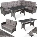 Poly Rattan Lounge Sitzgruppe Essgruppe Garten Möbel Garnitur Eck Sofa Tisch Set