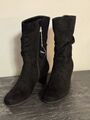 Gabor Comfort sportliche Stiefelette, Rauleder, Trichterabsatz, schwarz, Gr. 36