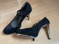 Tamaris High Heel Pumps, Gr. 40, schwarz, goldfarbener Stiletto Absatz, 11cm