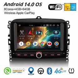 64GB Android 14 DAB+ Autoradio CarPlay 8-Kern Wifi Navi SWC Fiat 500L 2012-2017