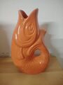 Gift Company: Monsieur Carafon Fisch Vase S Salmon, 1,2 Liter Steingut, Orange