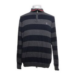 U.S. Polo Assn., Strickpullover, Größe: L, Grau/Blau, Baumwolle, Streifen #LFv