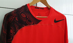 NIKE PRO - Sport T-Shirt Herren Gr. L - Rot Schwarz