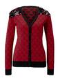 HEINE Damen Strickjacke mit Pailletten, rot-schwarz