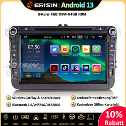 8" Android 13 DAB+Autoradio GPS 64GB Für VW Passat Polo Golf 5/6 Tiguan Eos Seat8-Kern√4GB+64GB√CarPlay√DTV√OPS√OBD2√SWC√RDS√DVD√BT5.0√