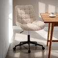 Drehstuhl Schreibtischstuhl Bouclé Stoff beige Home-Office-Stuhl