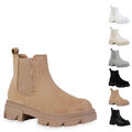 Damen Stiefeletten Chelsea Boots Blockabsatz Profil-Sohle Schuhe 900860 New Look