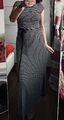 Maxi Kleid von Street One gr.38/M Schwarz/Weiß/gestreift Schlitz Neu