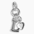 Buchstaben Anhänger + Herz Charm - Echtschmuck 925 Silber - auf Wunsch mit Kette