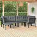 Garten Lounge Set Gartenmöbel Sitzgruppe 7-tlg. Schwarz Grau Poly Rattan vidaXL