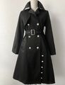 Damen Trenchcoat Übergangs Mantel Jacke Schwarz A-Linie Gr. 36 38 Elegant