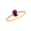 Natürlich Red Garnet Und Diamanten Solitaire Verlobungsring 14k Massivem Gold