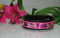 Breites Lederhalsband schwarz / Pink-Tarn Bullterrier 50cm x 4cm D-Ring seitlich