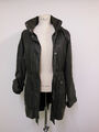 APART Damen Lange Jacke Mantel Regenjacke Parka Kapuze Schwarz GR 40