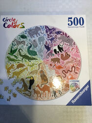 rundes Puzzle 500 Teile gebr. sehr gut Motiv Tiere plus Poster