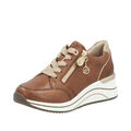 REMONTE Damen Sneaker Cognac Braun Glattleder extra weit D0T03-24 Reißverschluss