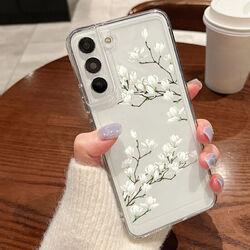 Handyhülle Für Samsung S24 S23 Ultra S22 S21 FE A55 A54 Blume Silikon Clear Case