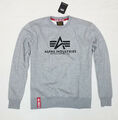 ALPHA INDUSTRIES BASIC SWEATSHIRT HERREN PULLOVER SWEATER PULLI 178302 GREY NEU