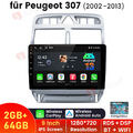 DAB+ 64G Für Peugeot 307 CC 2002-2013 Android13 Autoradio GPS Navi Carplay WIFI 