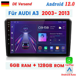 6+128G Android12 Carplay Autoradio GPS NAVI SAT BT DAB+ Für AUDI A3 8P 2003-2013