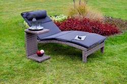 MX Gartenliege 3tlg. Andalusia Beistelltisch Auflage Rattanliege Relaxliege 