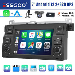 DAB+ Carplay Android 12 Autoradio GPS BT MIK KAM Für BMW 3er E46 318 320 325 M3