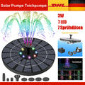 Springbrunnen 7 LED RGB Solar Pumpe Teichpumpe Garten Fontäne Wasserspiel DHL