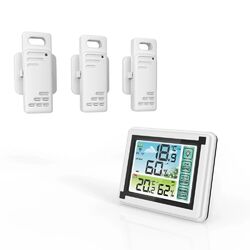 Funk Wetterstation mit Außensensor Hygrometer Thermometer Wecker Uhr Farbdisplay